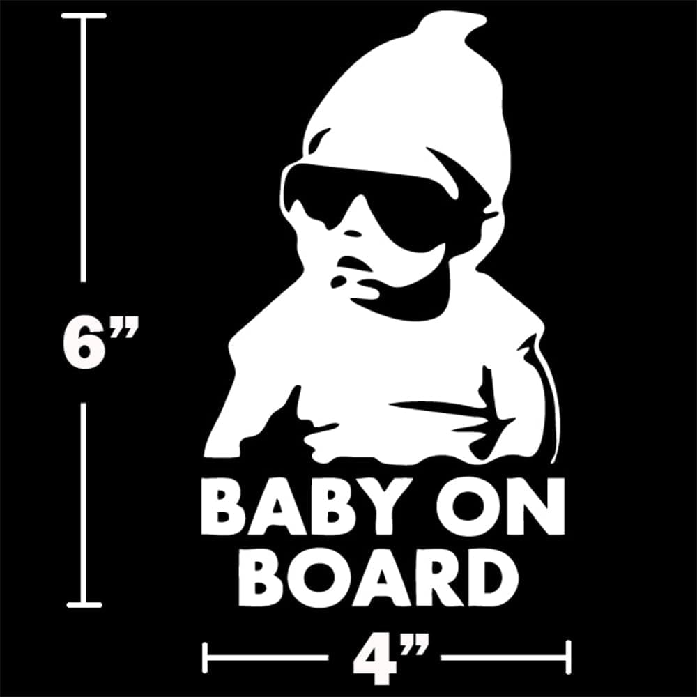 Baby on Board Sticker for Cars Funny Cute Safety Caution Decal Sign for Car Window and Bumper No Need for Magnet or Suction Cup - Carlos from the Hangover (2 Pack)