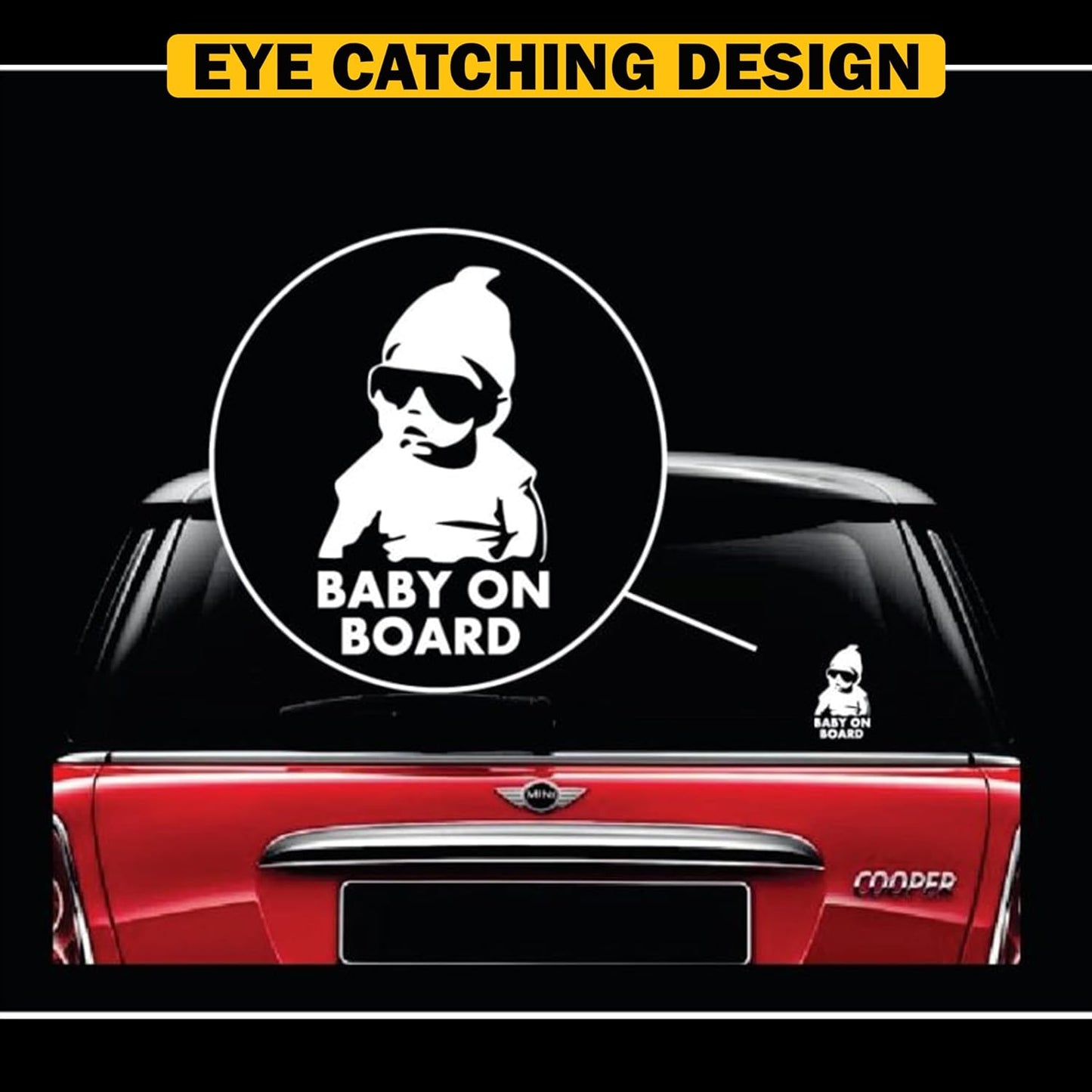 Baby on Board Sticker for Cars Funny Cute Safety Caution Decal Sign for Car Window and Bumper No Need for Magnet or Suction Cup - Carlos from the Hangover (2 Pack)