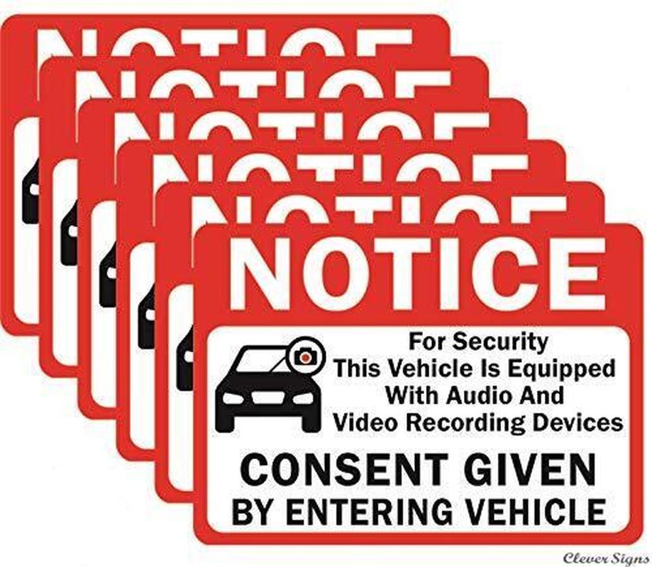 6-Pack Double Sided 3.5X2.5- Notice Vehicle Is Equipped with Audio and Vide