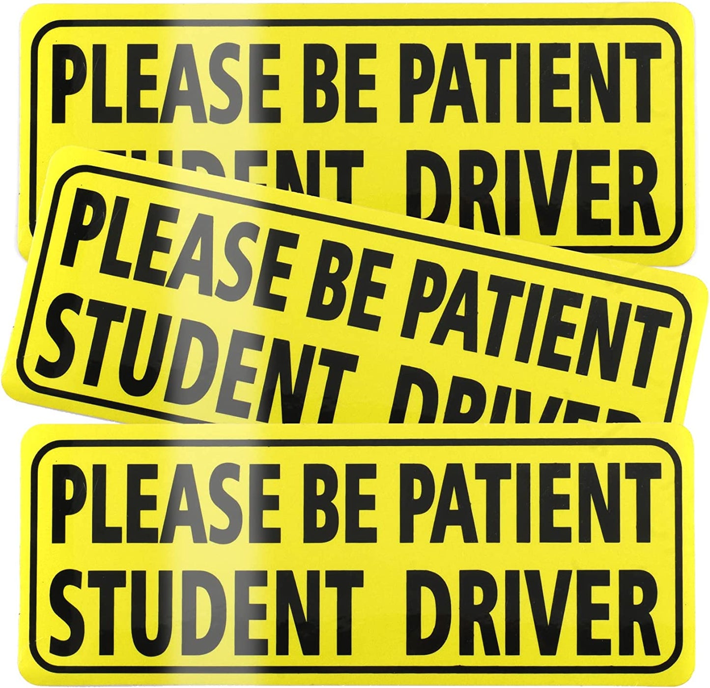 3Pcs Student Driver Magnet for Car, Please Be Patient Student Driver Magnet, New Drivers Sticker Safety Warning, Magnetic Reflective Rookie Driver Bumper Sticker (Black)