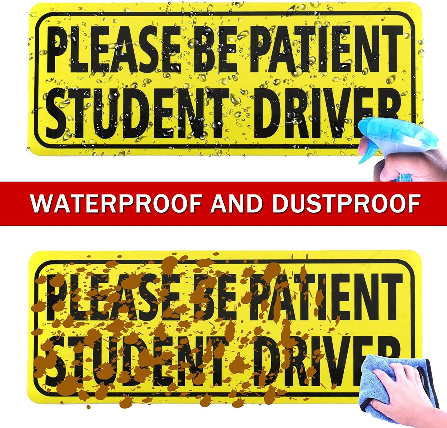 3Pcs Student Driver Magnet for Car, Please Be Patient Student Driver Magnet, New Drivers Sticker Safety Warning, Magnetic Reflective Rookie Driver Bumper Sticker (Black)